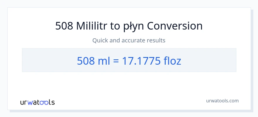 Konwersja 508 mililitry do uncje płynu