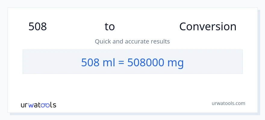 508 મિલીલીટર થી મિલિગ્રામ રૂપાંતર