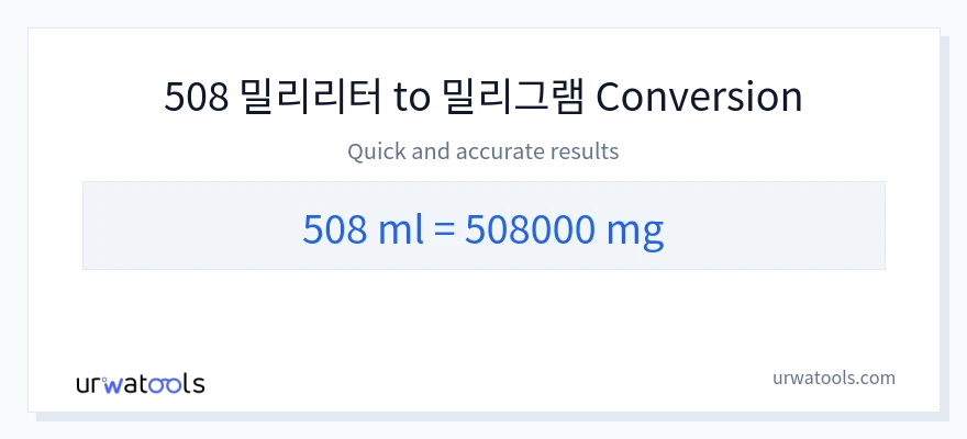 508 밀리리터에서 밀리그램으로의 변환