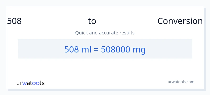 508 മില്ലിലിറ്റർ ൽ നിന്ന് മില്ലിഗ്രാം ലേക്ക് പരിവർത്തനം