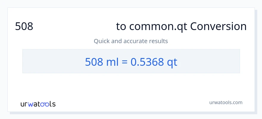 508 മില്ലിലിറ്റർ ൽ നിന്ന് Quarts ലേക്ക് പരിവർത്തനം