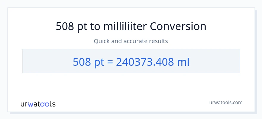508 Pints konversioon milliliitrid-ks