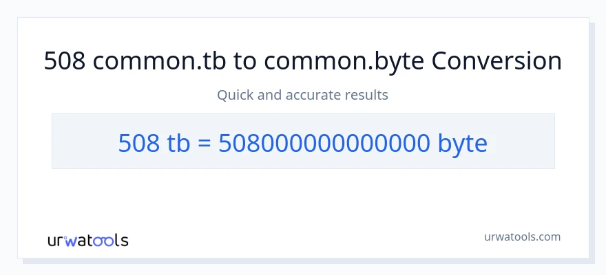 508 Terabytes patungong Bytes na conversion
