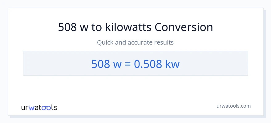 Conversió de 508 watts a quilowatts