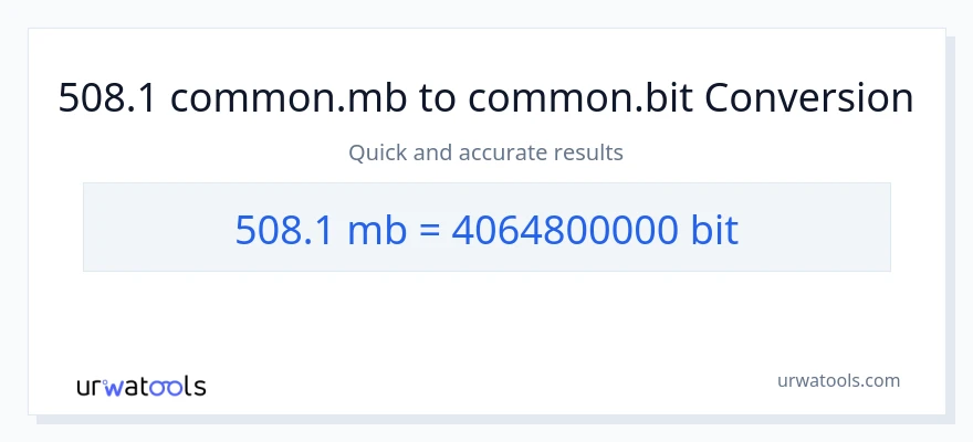 508.1 Megabytes patungong Bits na conversion