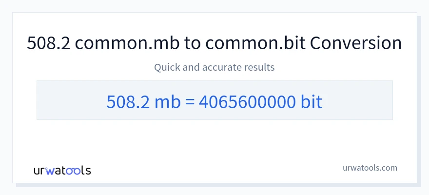 508.2 Megabytes 到 Bits 轉換