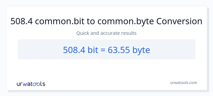 המרה של 508.4 Bits ל- Bytes