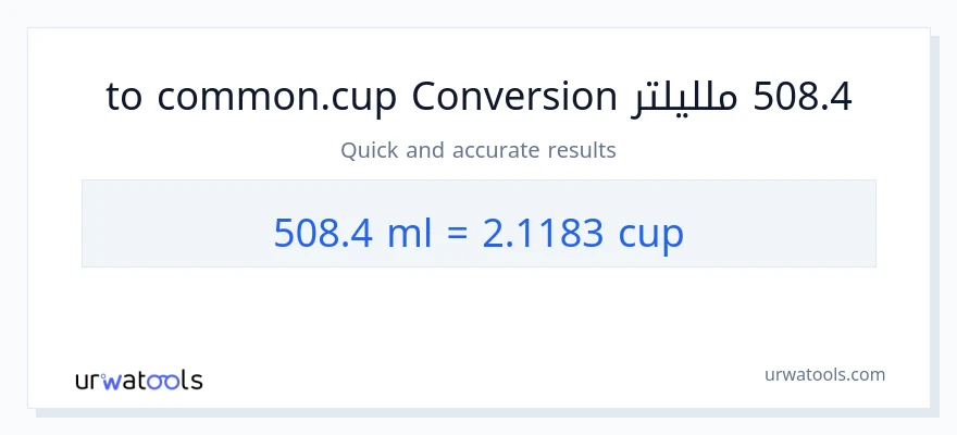 التحويل من 508.4 ملليلتر إلى أكواب