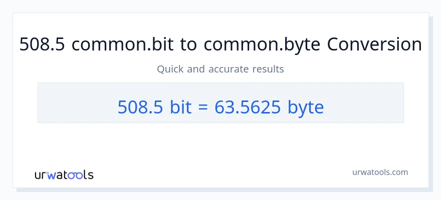 التحويل من 508.5 Bits إلى Bytes