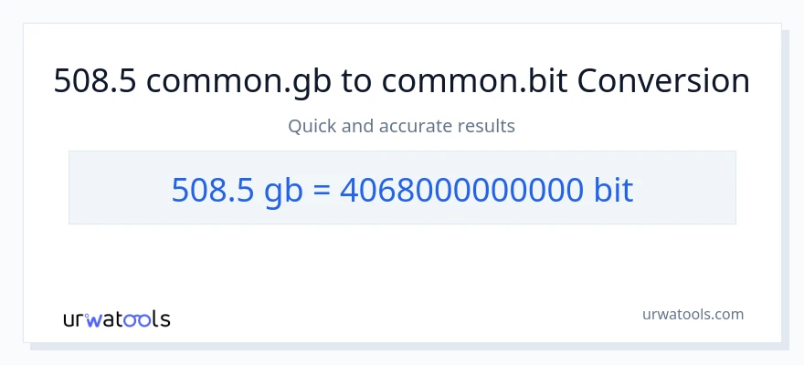 508.5 Gigabytes patungong Bits na conversion