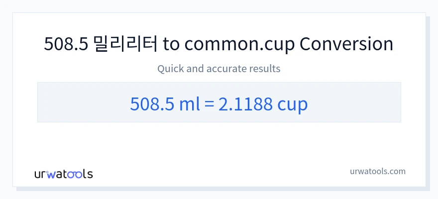 508.5 밀리리터에서 컵으로의 변환