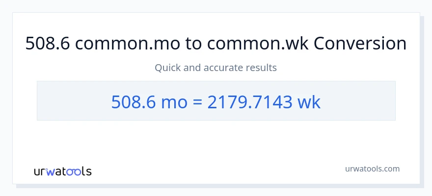 508.6 മാസങ്ങൾ ൽ നിന്ന് ആഴ്ചകൾ ലേക്ക് പരിവർത്തനം