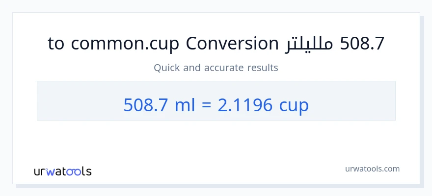 التحويل من 508.7 ملليلتر إلى أكواب