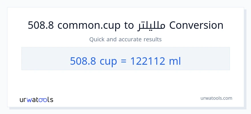 التحويل من 508.8 أكواب إلى ملليلتر
