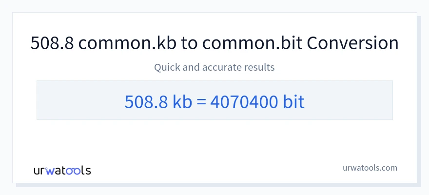 508.8 Kilobytes 到 Bits 轉換