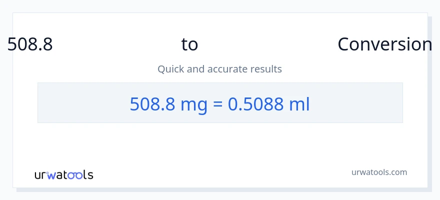 508.8 മില്ലിഗ്രാം ൽ നിന്ന് മില്ലിലിറ്റർ ലേക്ക് പരിവർത്തനം