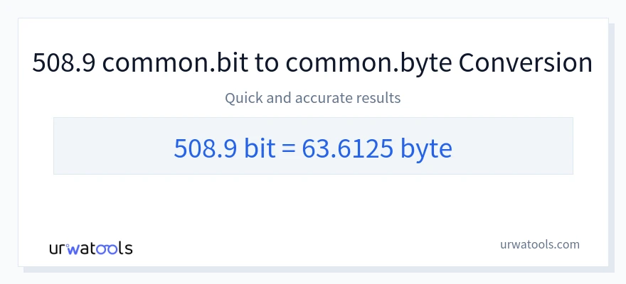 508.9 Bits 到 Bytes 轉換