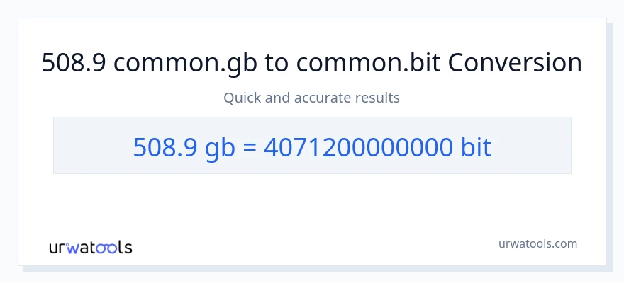 508.9 Gigabytes patungong Bits na conversion