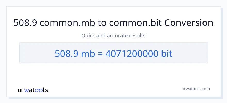508.9 Megabytes patungong Bits na conversion