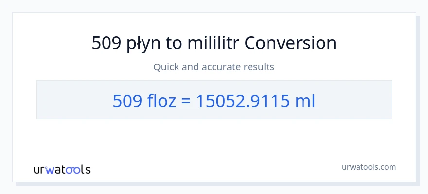 Konwersja 509 uncje płynu do mililitry
