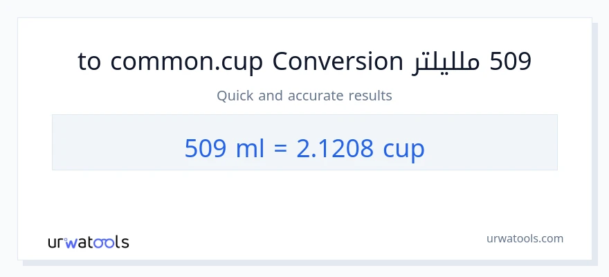 التحويل من 509 ملليلتر إلى أكواب