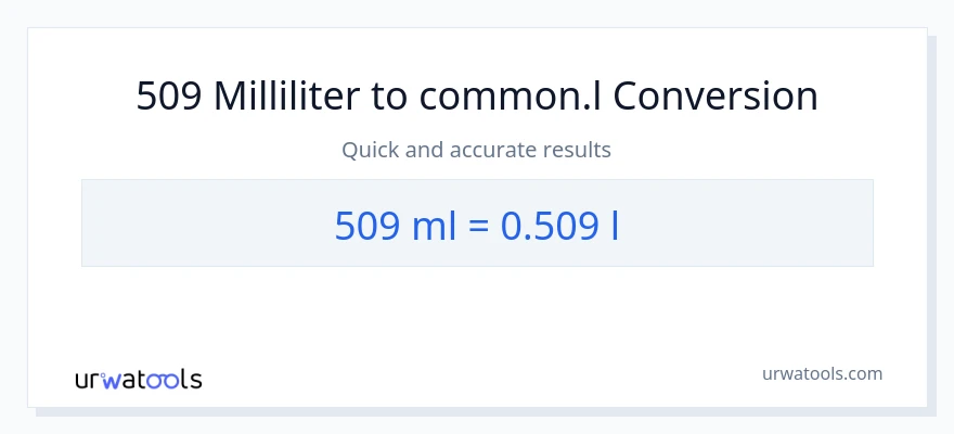 509 Milliliter zu Liters Umwandlung