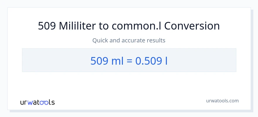 Penukaran 509 mililiter kepada Liters