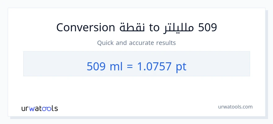 التحويل من 509 ملليلتر إلى Pints