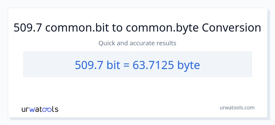 509.7 Bits til Bytes konvertering