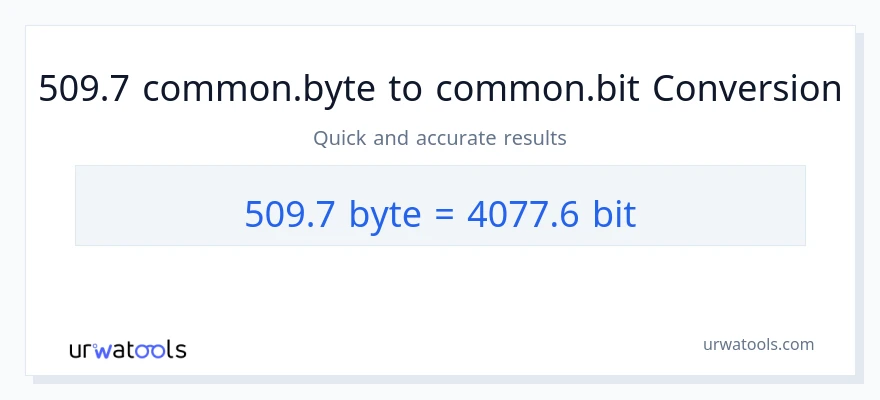 التحويل من 509.7 Bytes إلى Bits