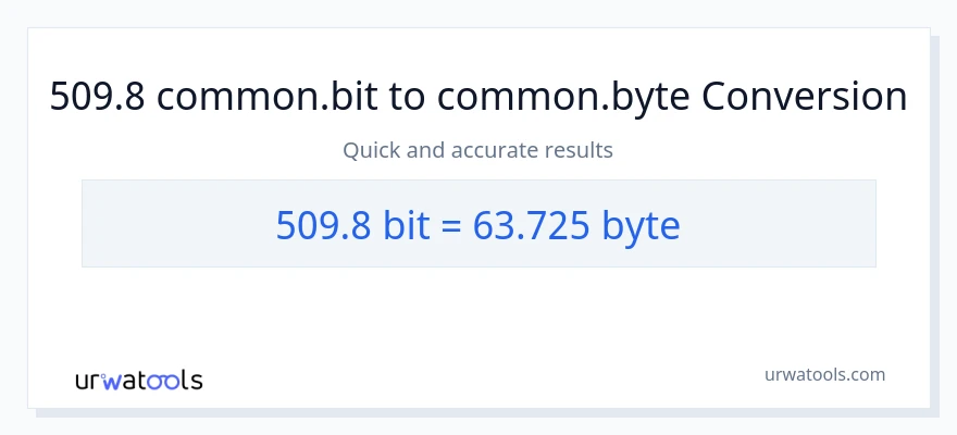 509.8 Bits से Bytes रूपांतरण