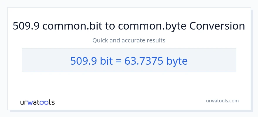 Konwersja 509.9 Bits do Bytes