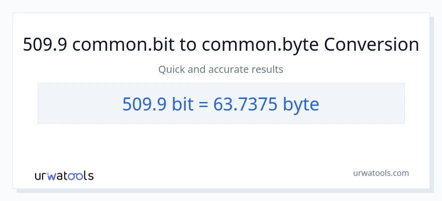 509.9 Bits இலிருந்து Bytes வரை மாற்றம்