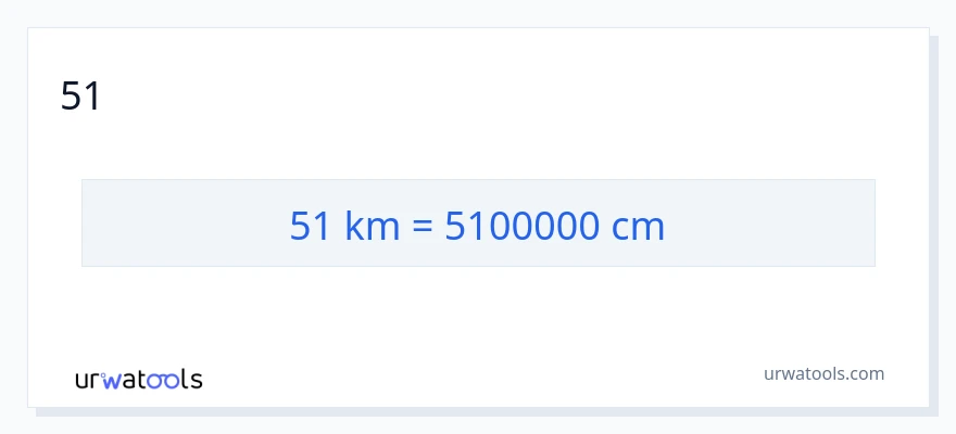 51 ಕಿಲೋಮೀಟರ್‌ಗಳು ರಿಂದ ಸೆಂಟಿಮೀಟರ್‌ಗಳು ಪರಿವರ್ತನೆ