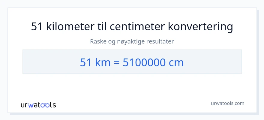 51 kilometer til Centimeter konvertering