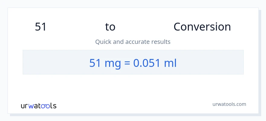 51 միլիգրամներ-ից միլիլիտր փոխակերպում