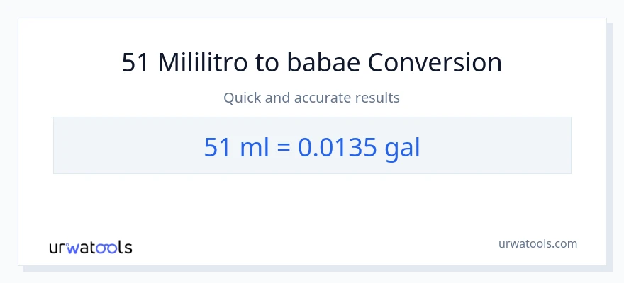 51 mga mililitro patungong Mga galon na conversion