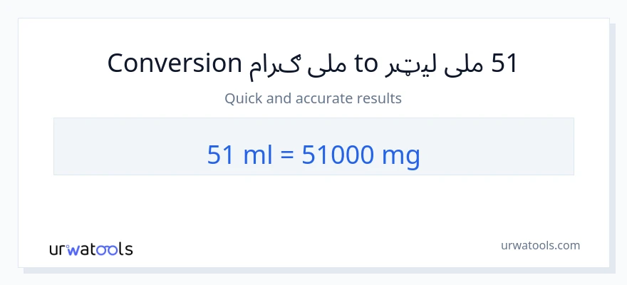 51 ملی لیټرونه ته ملی ګرامونه بدلون