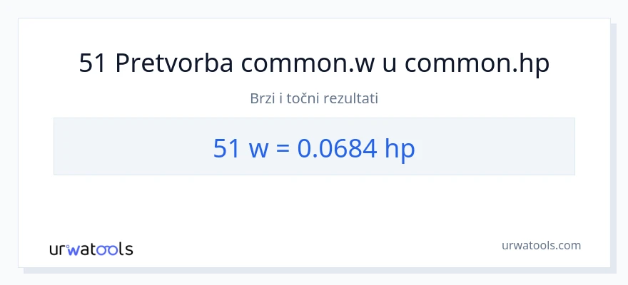 Konverzija od vati do konjske snage: 51