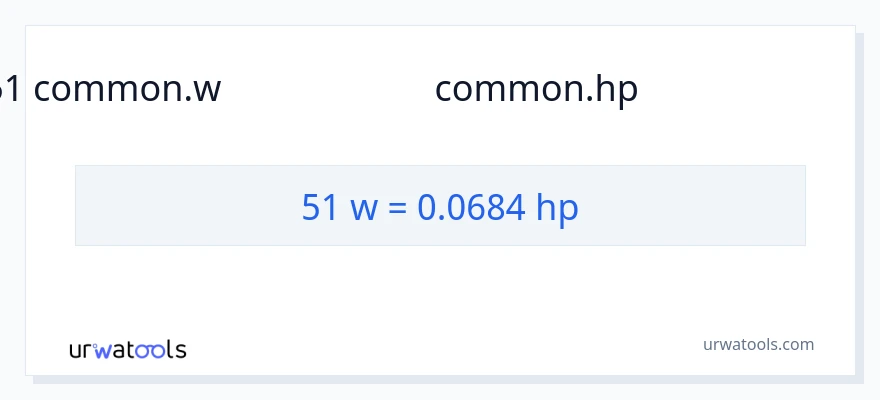 51 வாட்ஸ் இலிருந்து குதிரைத்திறன் வரை மாற்றம்
