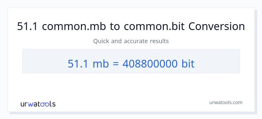 التحويل من 51.1 Megabytes إلى Bits