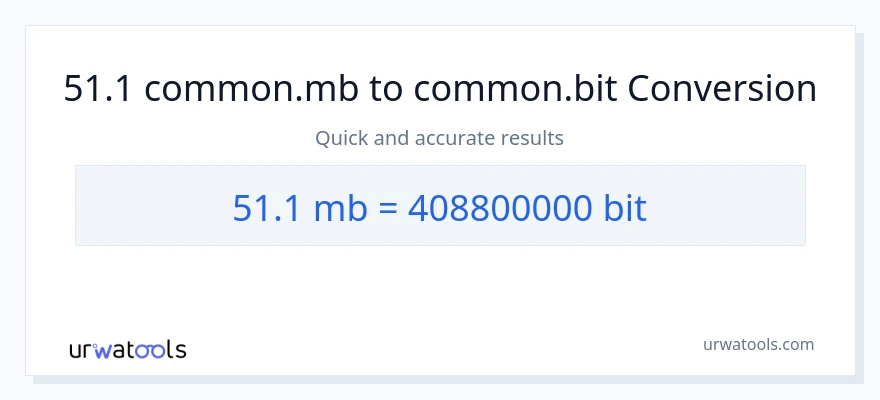 Conversion 51.1 Megabytes vers Bits