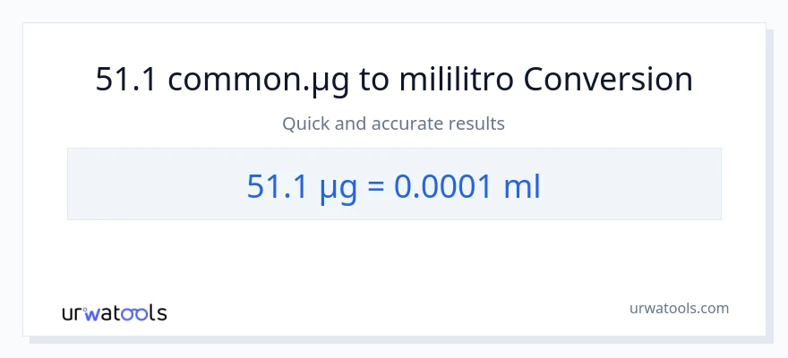 51.1 mga mikrogramo patungong mga mililitro na conversion