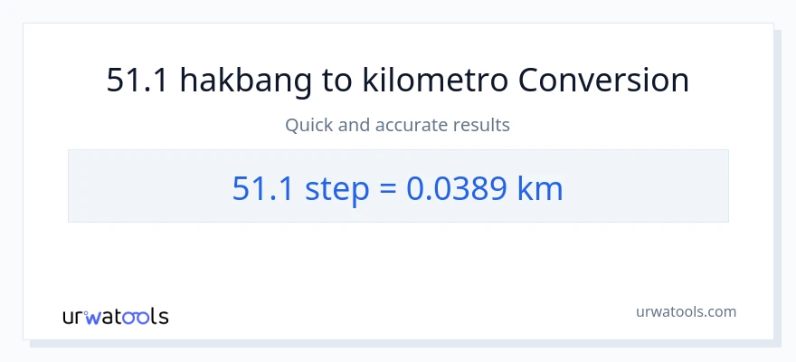 51.1 mga hakbang patungong Kilometro na conversion