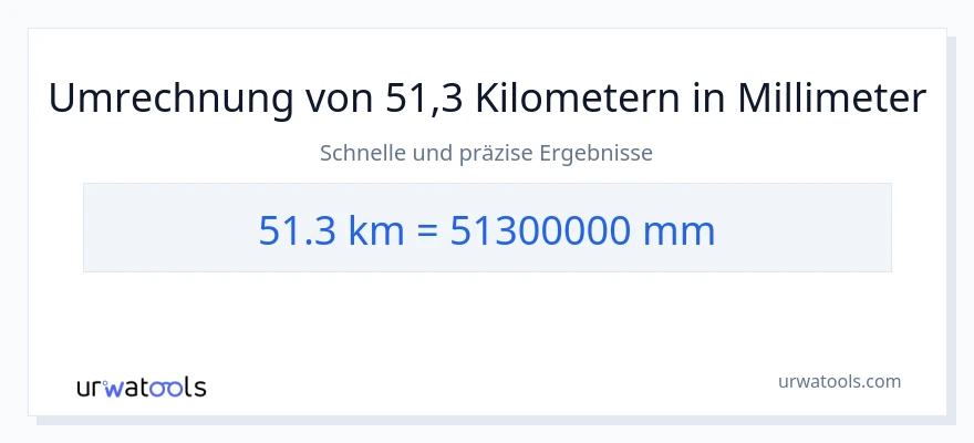 51.3 Kilometer zu Millimeter Umwandlung