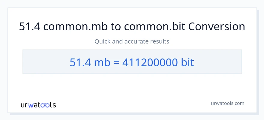 Conversion 51.4 Megabytes vers Bits