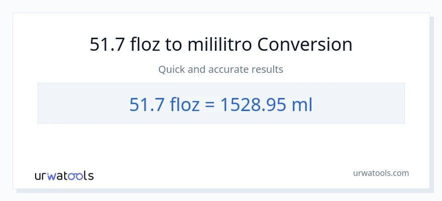 51.7 mga onsa ng likido patungong mga mililitro na conversion