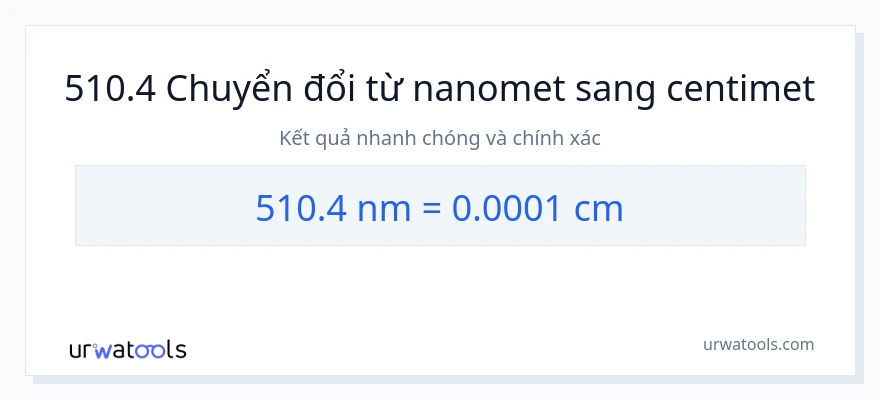 Chuyển đổi 510.4 nanomet sang Centimet