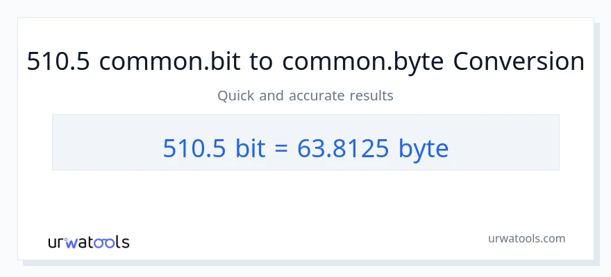 التحويل من 510.5 Bits إلى Bytes