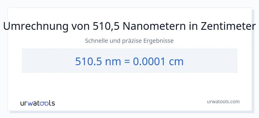 510.5 Nanometer zu Zentimeter Umwandlung